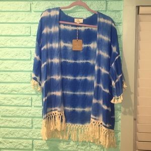 Tie Dye Cardigan - Blue & White
